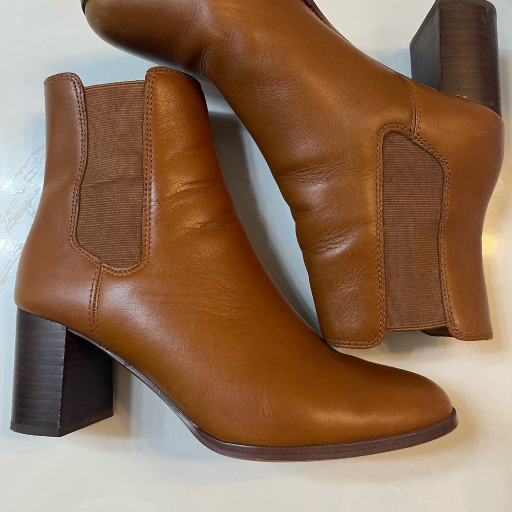 Madewell Cognac Leather Ankle Chelsea Boots